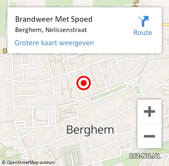 Locatie op kaart van de 112 melding: Brandweer Met Spoed Naar Berghem, Nelissenstraat op 25 mei 2023 16:19