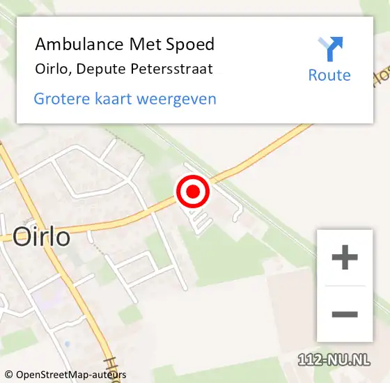 Locatie op kaart van de 112 melding: Ambulance Met Spoed Naar Oirlo, Depute Petersstraat op 26 augustus 2014 16:56