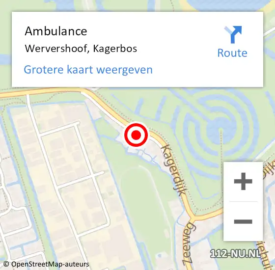 Locatie op kaart van de 112 melding: Ambulance Wervershoof, Kagerbos op 25 mei 2023 16:51