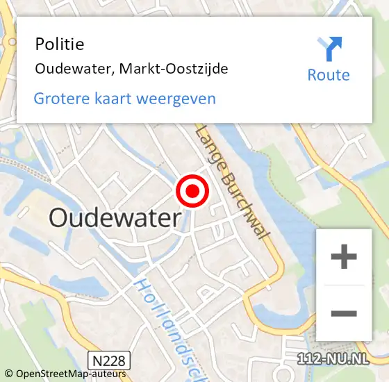 Locatie op kaart van de 112 melding: Politie Oudewater, Markt-Oostzijde op 25 mei 2023 16:55