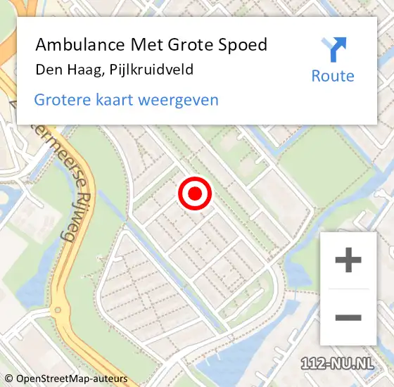 Locatie op kaart van de 112 melding: Ambulance Met Grote Spoed Naar Den Haag, Pijlkruidveld op 25 mei 2023 17:28