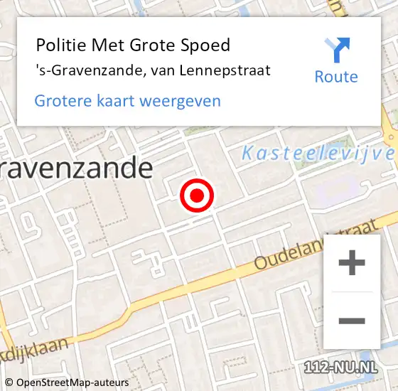 Locatie op kaart van de 112 melding: Politie Met Grote Spoed Naar 's-Gravenzande, van Lennepstraat op 25 mei 2023 17:44