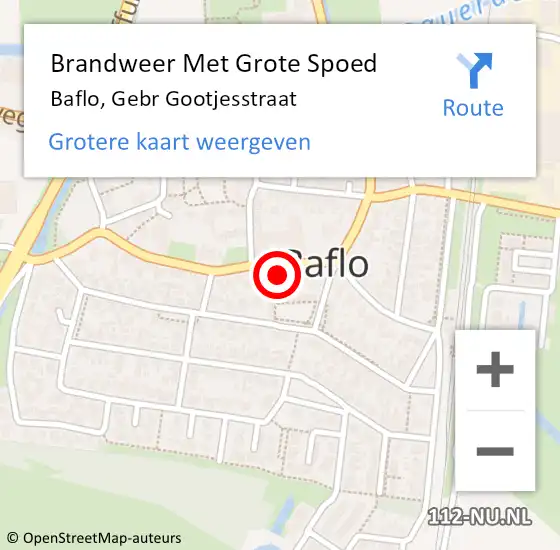 Locatie op kaart van de 112 melding: Brandweer Met Grote Spoed Naar Baflo, Gebr Gootjesstraat op 25 mei 2023 18:08