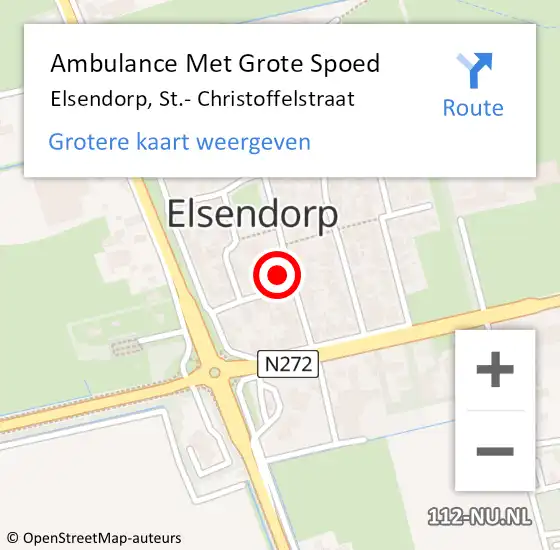 Locatie op kaart van de 112 melding: Ambulance Met Grote Spoed Naar Elsendorp, St.- Christoffelstraat op 26 augustus 2014 17:06