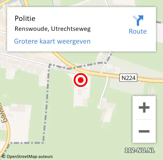 Locatie op kaart van de 112 melding: Politie Renswoude, Utrechtseweg op 25 mei 2023 18:29