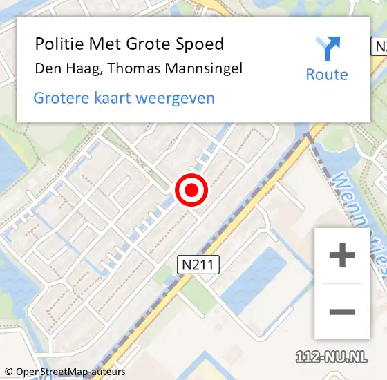 Locatie op kaart van de 112 melding: Politie Met Grote Spoed Naar Den Haag, Thomas Mannsingel op 25 mei 2023 18:47