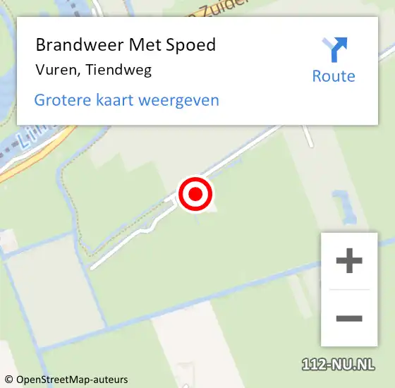 Locatie op kaart van de 112 melding: Brandweer Met Spoed Naar Vuren, Tiendweg op 25 mei 2023 18:53