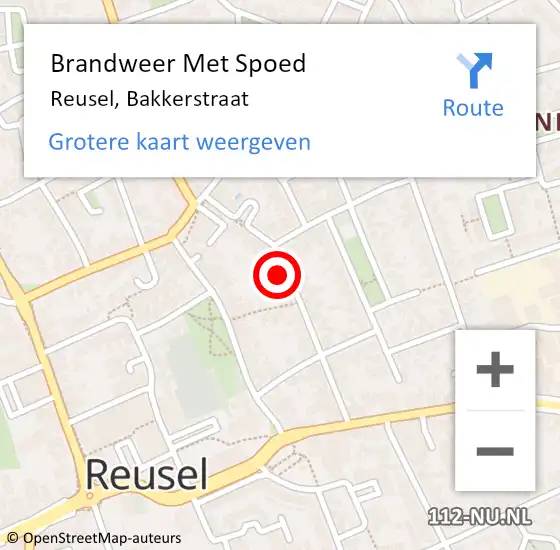 Locatie op kaart van de 112 melding: Brandweer Met Spoed Naar Reusel, Bakkerstraat op 25 mei 2023 19:00