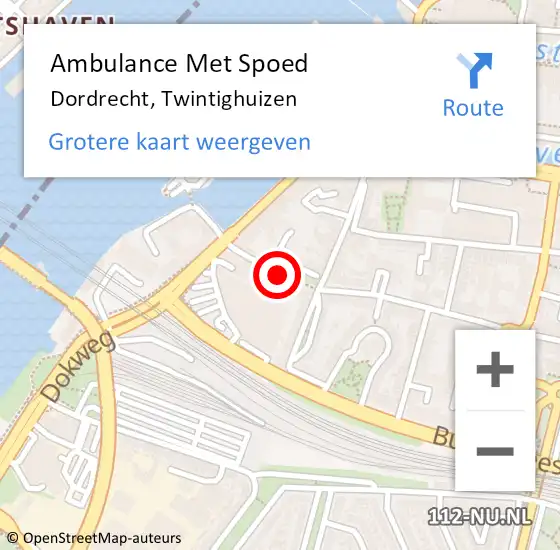 Locatie op kaart van de 112 melding: Ambulance Met Spoed Naar Dordrecht, Twintighuizen op 25 mei 2023 19:11