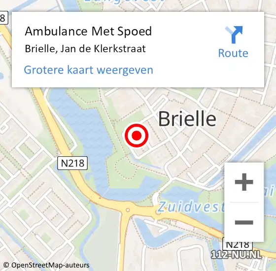 Locatie op kaart van de 112 melding: Ambulance Met Spoed Naar Brielle, Jan de Klerkstraat op 25 mei 2023 19:23