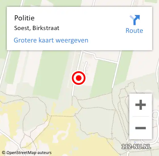 Locatie op kaart van de 112 melding: Politie Soest, Birkstraat op 25 mei 2023 19:24