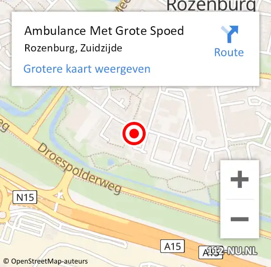 Locatie op kaart van de 112 melding: Ambulance Met Grote Spoed Naar Rozenburg, Zuidzijde op 25 mei 2023 19:24