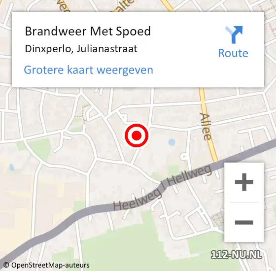 Locatie op kaart van de 112 melding: Brandweer Met Spoed Naar Dinxperlo, Julianastraat op 25 mei 2023 19:40