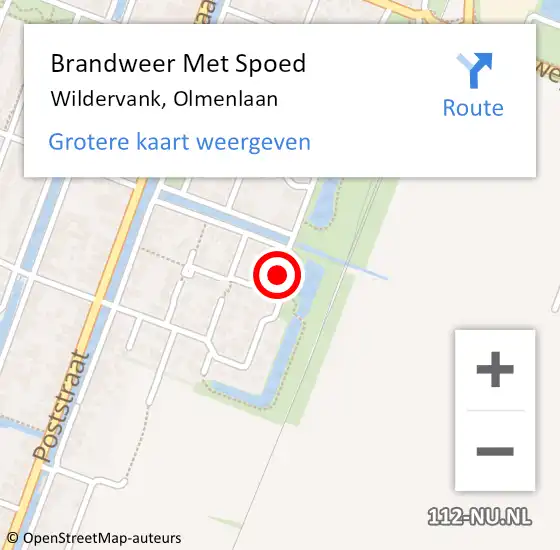 Locatie op kaart van de 112 melding: Brandweer Met Spoed Naar Wildervank, Olmenlaan op 25 mei 2023 20:02