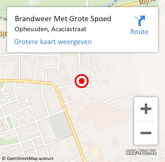 Locatie op kaart van de 112 melding: Brandweer Met Grote Spoed Naar Opheusden, Acaciastraat op 25 mei 2023 20:23