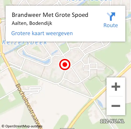 Locatie op kaart van de 112 melding: Brandweer Met Grote Spoed Naar Aalten, Bodendijk op 12 oktober 2013 18:49