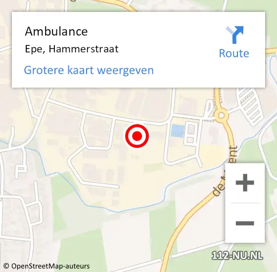 Locatie op kaart van de 112 melding: Ambulance Epe, Hammerstraat op 25 mei 2023 21:14