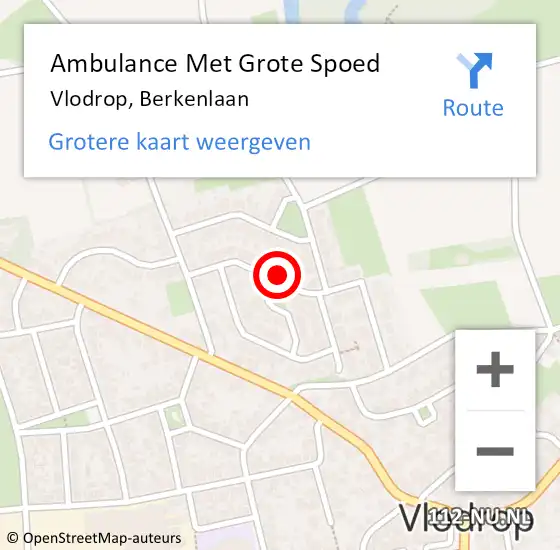 Locatie op kaart van de 112 melding: Ambulance Met Grote Spoed Naar Vlodrop, Berkenlaan op 26 augustus 2014 17:22