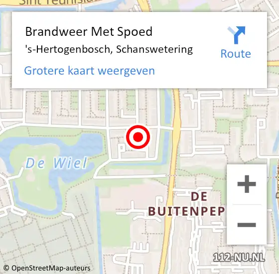 Locatie op kaart van de 112 melding: Brandweer Met Spoed Naar 's-Hertogenbosch, Schanswetering op 25 mei 2023 21:53