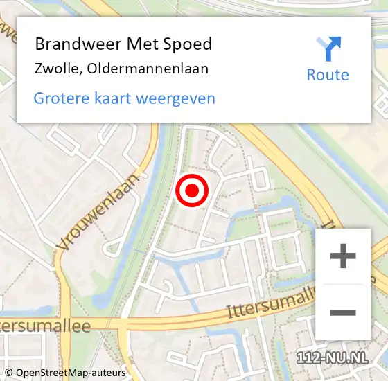 Locatie op kaart van de 112 melding: Brandweer Met Spoed Naar Zwolle, Oldermannenlaan op 25 mei 2023 22:00