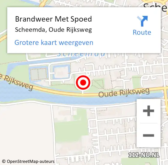 Locatie op kaart van de 112 melding: Brandweer Met Spoed Naar Scheemda, Oude Rijksweg op 25 mei 2023 22:02