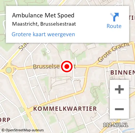 Locatie op kaart van de 112 melding: Ambulance Met Spoed Naar Maastricht, Brusselsestraat op 25 mei 2023 22:05