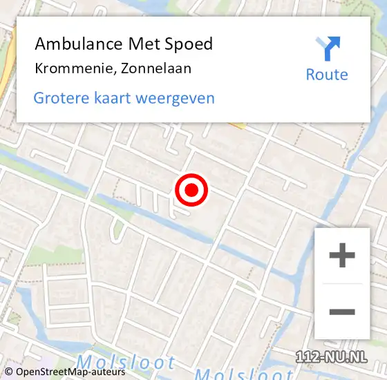 Locatie op kaart van de 112 melding: Ambulance Met Spoed Naar Krommenie, Zonnelaan op 25 mei 2023 22:19