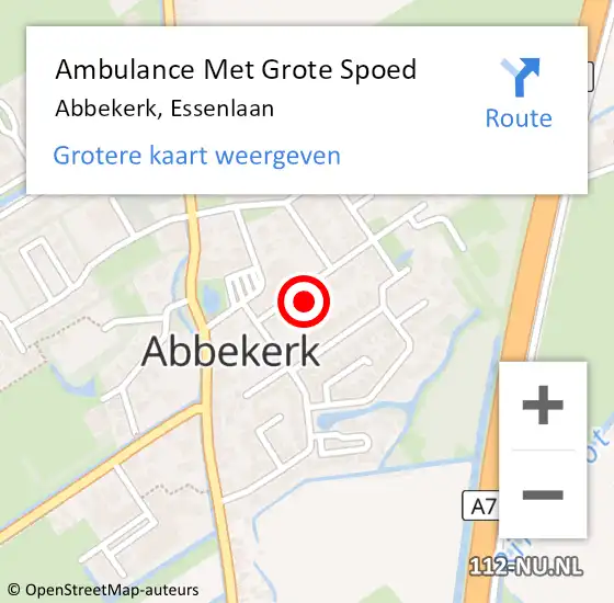 Locatie op kaart van de 112 melding: Ambulance Met Grote Spoed Naar Abbekerk, Essenlaan op 25 mei 2023 23:10