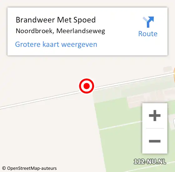 Locatie op kaart van de 112 melding: Brandweer Met Spoed Naar Noordbroek, Meerlandseweg op 25 mei 2023 23:14