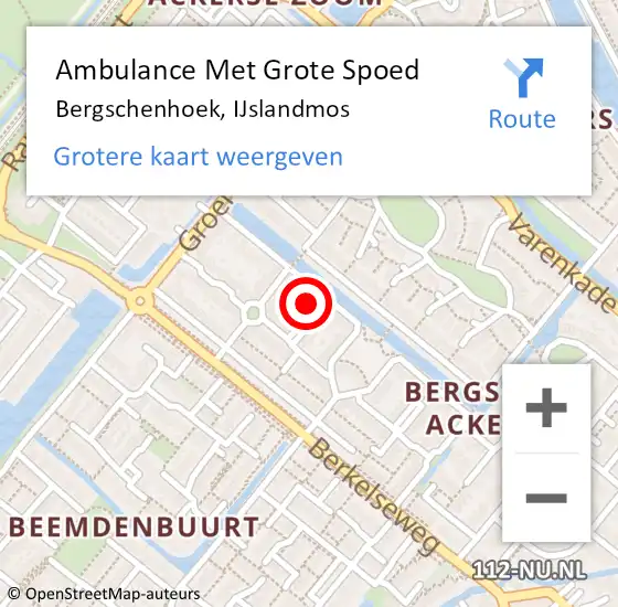 Locatie op kaart van de 112 melding: Ambulance Met Grote Spoed Naar Bergschenhoek, IJslandmos op 25 mei 2023 23:33