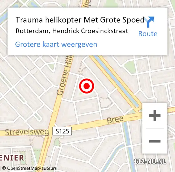 Locatie op kaart van de 112 melding: Trauma helikopter Met Grote Spoed Naar Rotterdam, Hendrick Croesinckstraat op 26 mei 2023 00:03
