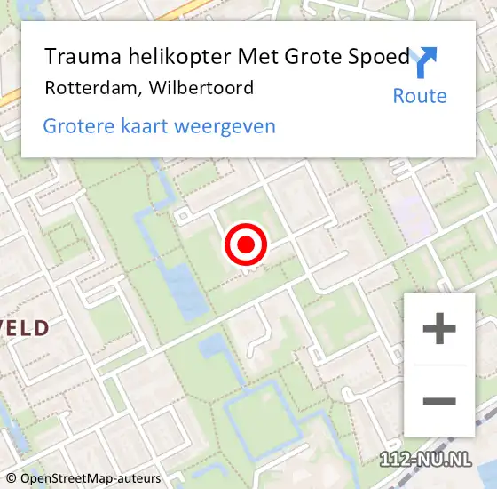 Locatie op kaart van de 112 melding: Trauma helikopter Met Grote Spoed Naar Rotterdam, Wilbertoord op 26 mei 2023 00:24