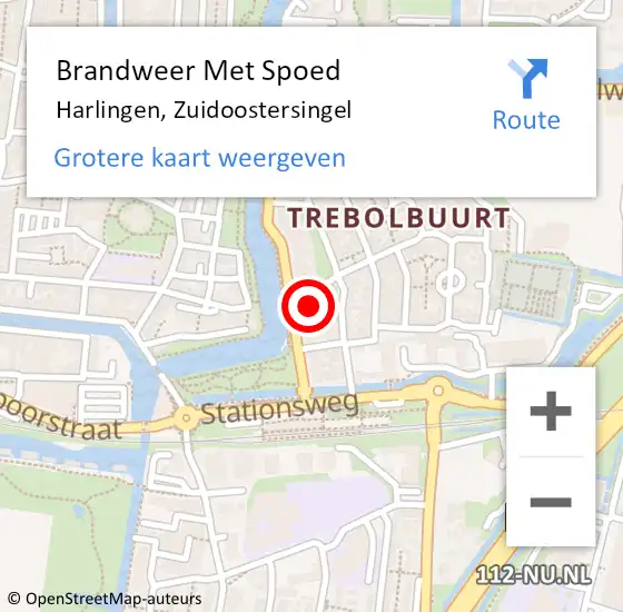 Locatie op kaart van de 112 melding: Brandweer Met Spoed Naar Harlingen, Zuidoostersingel op 26 mei 2023 01:43