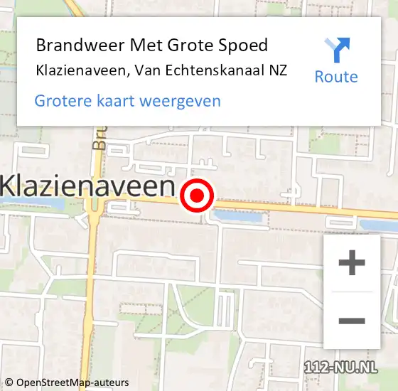 Locatie op kaart van de 112 melding: Brandweer Met Grote Spoed Naar Klazienaveen, Van Echtenskanaal NZ op 26 mei 2023 01:49