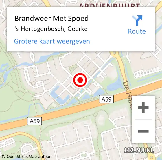 Locatie op kaart van de 112 melding: Brandweer Met Spoed Naar 's-Hertogenbosch, Geerke op 26 mei 2023 01:49