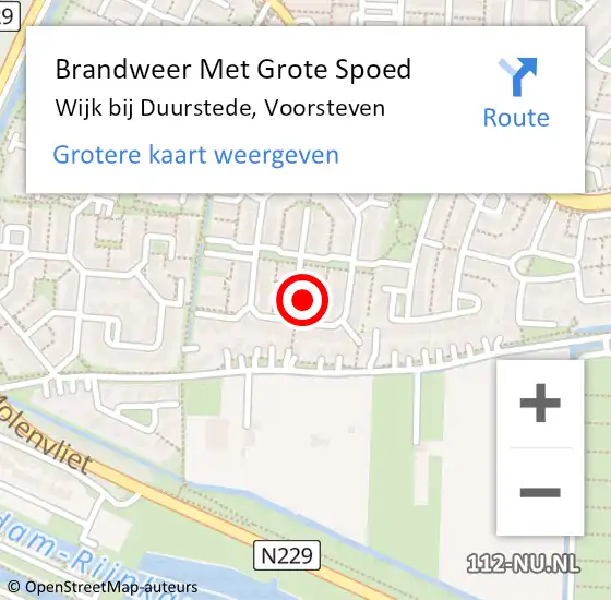 Locatie op kaart van de 112 melding: Brandweer Met Grote Spoed Naar Wijk bij Duurstede, Voorsteven op 26 mei 2023 01:51