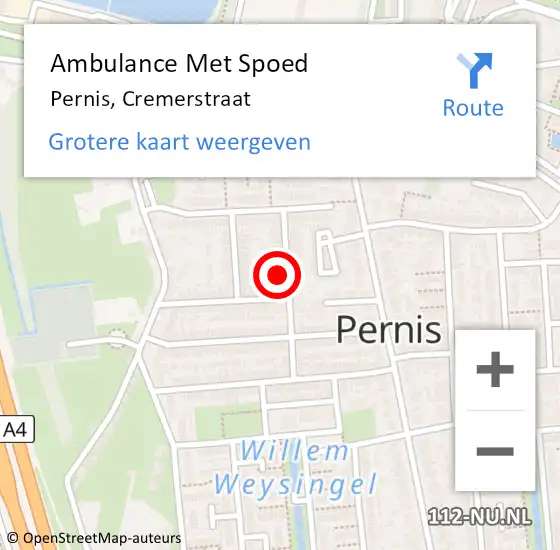 Locatie op kaart van de 112 melding: Ambulance Met Spoed Naar Pernis, Cremerstraat op 26 mei 2023 03:12