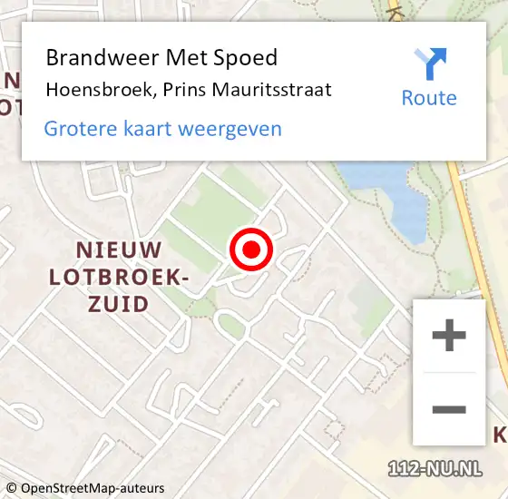 Locatie op kaart van de 112 melding: Brandweer Met Spoed Naar Hoensbroek, Prins Mauritsstraat op 26 mei 2023 04:31