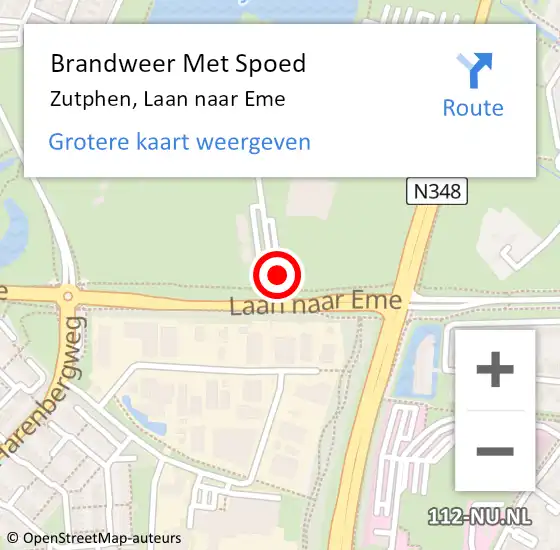 Locatie op kaart van de 112 melding: Brandweer Met Spoed Naar Zutphen, Laan naar Eme op 26 mei 2023 06:17