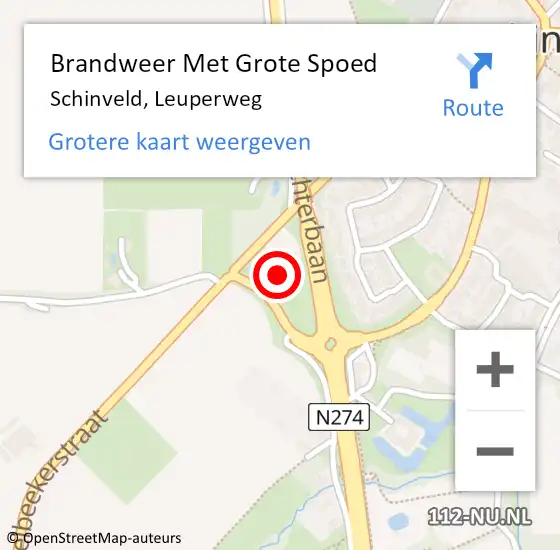 Locatie op kaart van de 112 melding: Brandweer Met Grote Spoed Naar Schinveld, Leuperweg op 26 mei 2023 07:11