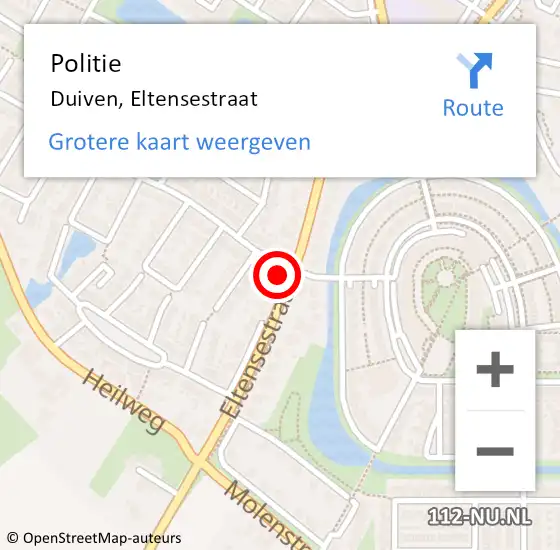 Locatie op kaart van de 112 melding: Politie Duiven, Eltensestraat op 26 mei 2023 07:27