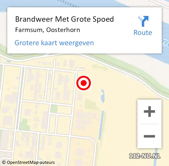 Locatie op kaart van de 112 melding: Brandweer Met Grote Spoed Naar Farmsum, Oosterhorn op 26 mei 2023 07:49