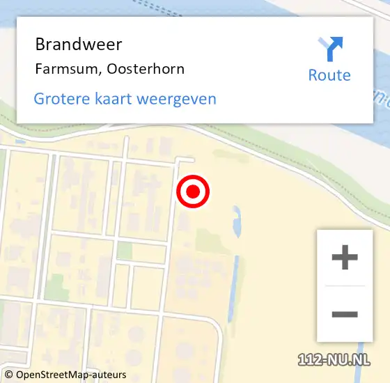 Locatie op kaart van de 112 melding: Brandweer Farmsum, Oosterhorn op 26 mei 2023 07:51