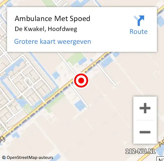 Locatie op kaart van de 112 melding: Ambulance Met Spoed Naar De Kwakel, Hoofdweg op 26 mei 2023 07:59