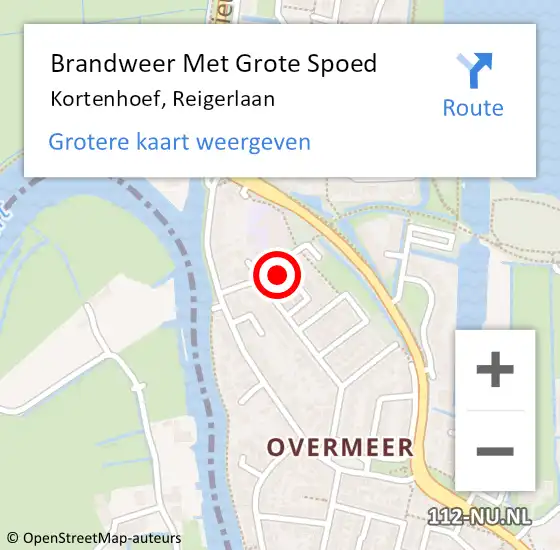 Locatie op kaart van de 112 melding: Brandweer Met Grote Spoed Naar Kortenhoef, Reigerlaan op 26 mei 2023 08:09