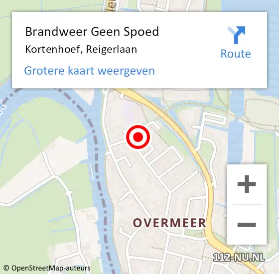 Locatie op kaart van de 112 melding: Brandweer Geen Spoed Naar Kortenhoef, Reigerlaan op 26 mei 2023 08:15