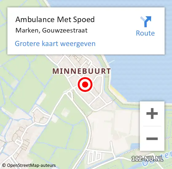 Locatie op kaart van de 112 melding: Ambulance Met Spoed Naar Marken, Gouwzeestraat op 26 mei 2023 08:19