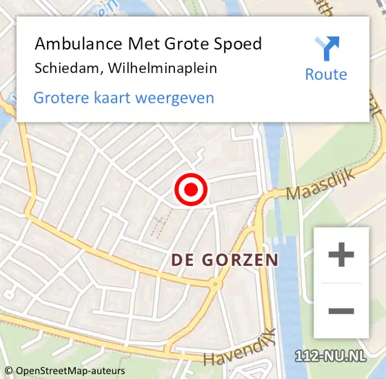 Locatie op kaart van de 112 melding: Ambulance Met Grote Spoed Naar Schiedam, Wilhelminaplein op 26 mei 2023 08:35