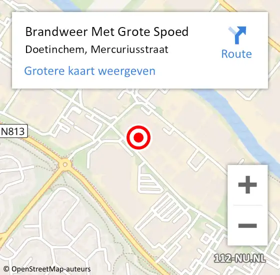 Locatie op kaart van de 112 melding: Brandweer Met Grote Spoed Naar Doetinchem, Mercuriusstraat op 26 mei 2023 08:39