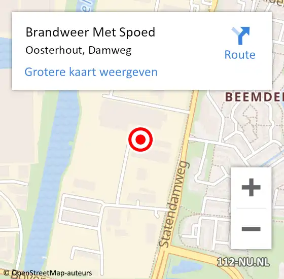 Locatie op kaart van de 112 melding: Brandweer Met Spoed Naar Oosterhout, Damweg op 26 mei 2023 08:57